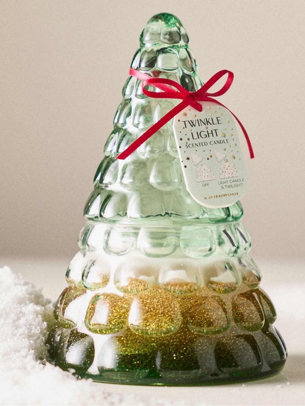 Twinkle Light Scented Candle - Green Glass Tree